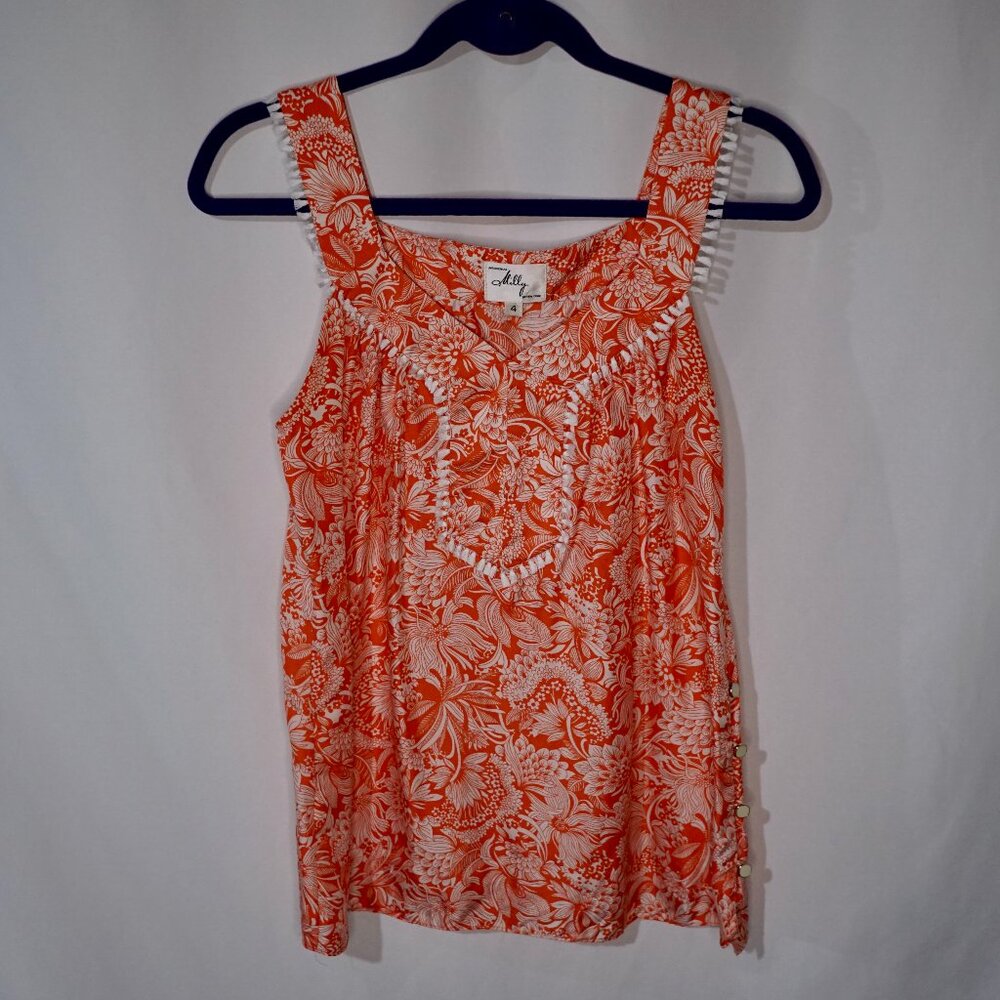 Milly Silk Sleeveless Blouse - Size S - Mod 60s Tropical